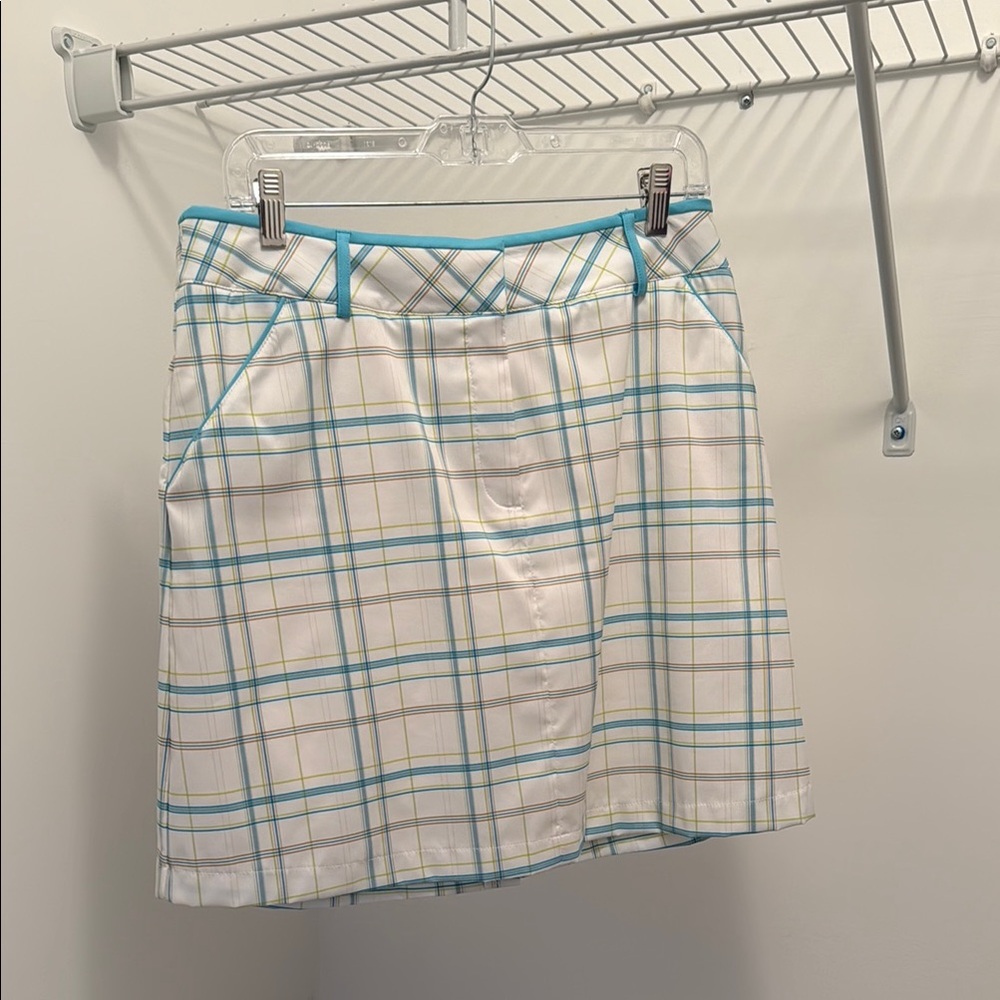 Tail Plaid Women's Skirt in Blue and White